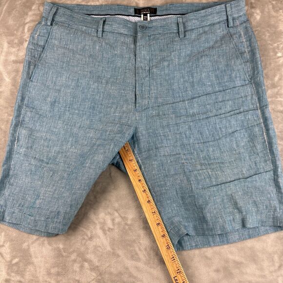 Black by Saks Fifth Avenue Men's Linen Shorts Size W40 Flat Front Blue (0710) - Picture 11 of 11